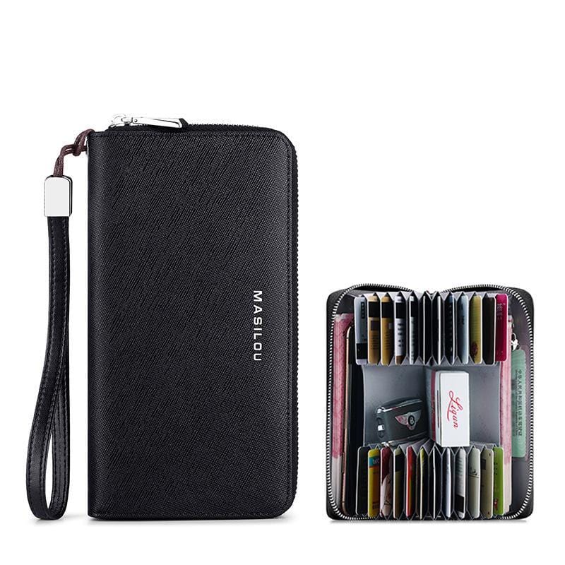 bags : Portemonnee Unisex Bruin (Voor Heren) - Rfid Lange in ZWART (VOOR HEREN) van Pantino