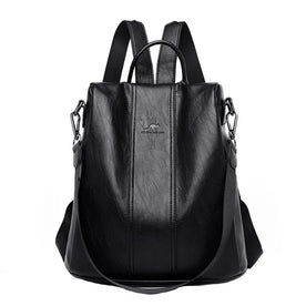 bags : Leren Rugzak Dames - Duurzaam PU-Leer Meerdere Vakken - PU-Leer in Zwart van Pantinoshop
