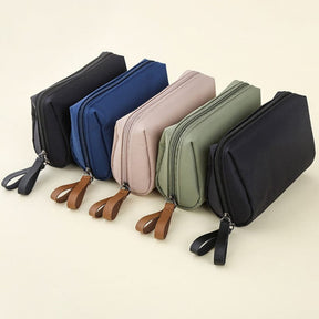 bags : Elegante Cosmetisch Tasje met Dubbele Rits - Groen in van Pantino