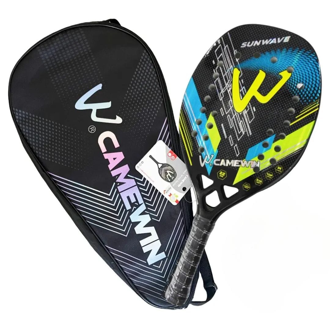 outdoor equipment : Padelracket 100% Carbon 320g - Ruw Oppervlak EVA-Schuim Kern - Roze Blauw voor Extra Grip in Blauw van Pantino