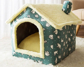 pets : Fluffy Dierenhuisje - Een Cosy & Warme Slaapplek voor Jouw Huisdier - Bruin met Sterren in van Pantino