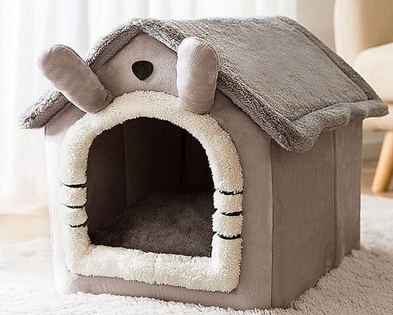 pets : Fluffy Dierenhuisje - Een Cosy & Warme Slaapplek voor Jouw Huisdier - Bruin met Sterren in van Pantino