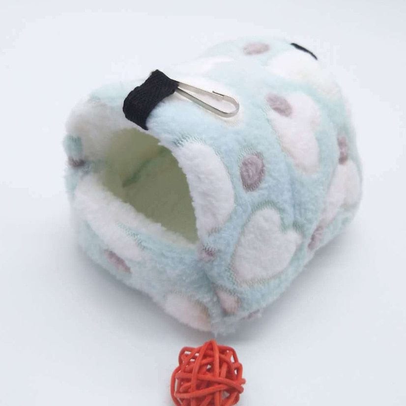 pets : Harry Hamster Huis - Extra Zacht Hamster Huis & Hangmat - Paars met Hartjes in Blauw met hartjes van Pantino