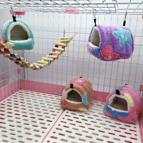 pets : Harry Hamster Huis - Extra Zacht Hamster Huis & Hangmat - Paars met Hartjes in van Pantino