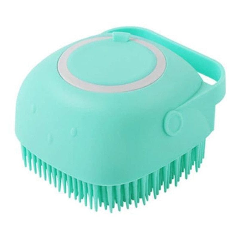 pets : Hondenborstel voor Onder de Douche - Een Heerlijke Massage - Hartje Blauw in Vierkant Blauw van Pantino