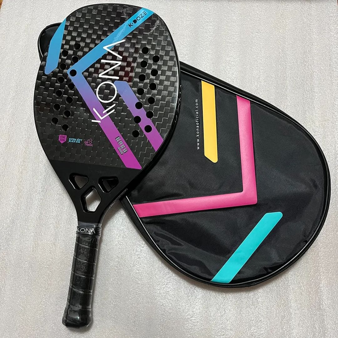 outdoor equipment : Padelracket 100% Carbon Lichtgewicht Duurzaam - Oranje Roze voor Precisie en Balans in van Pantino