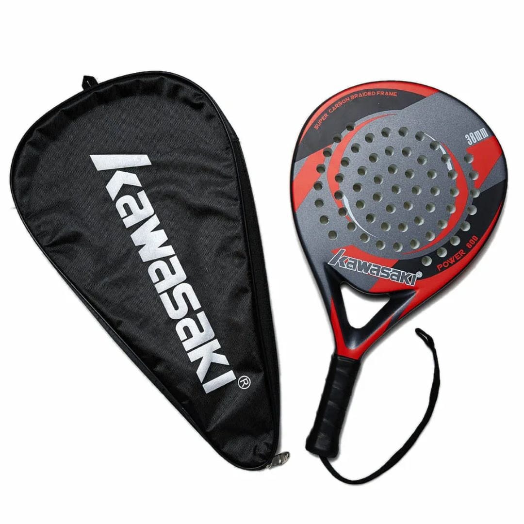 outdoor equipment : Padelracket Kawasaki 3K Carbon 365g - EVA-Schuim inclusief Hoes 4 Varianten in Power 600 Rood van Pantino