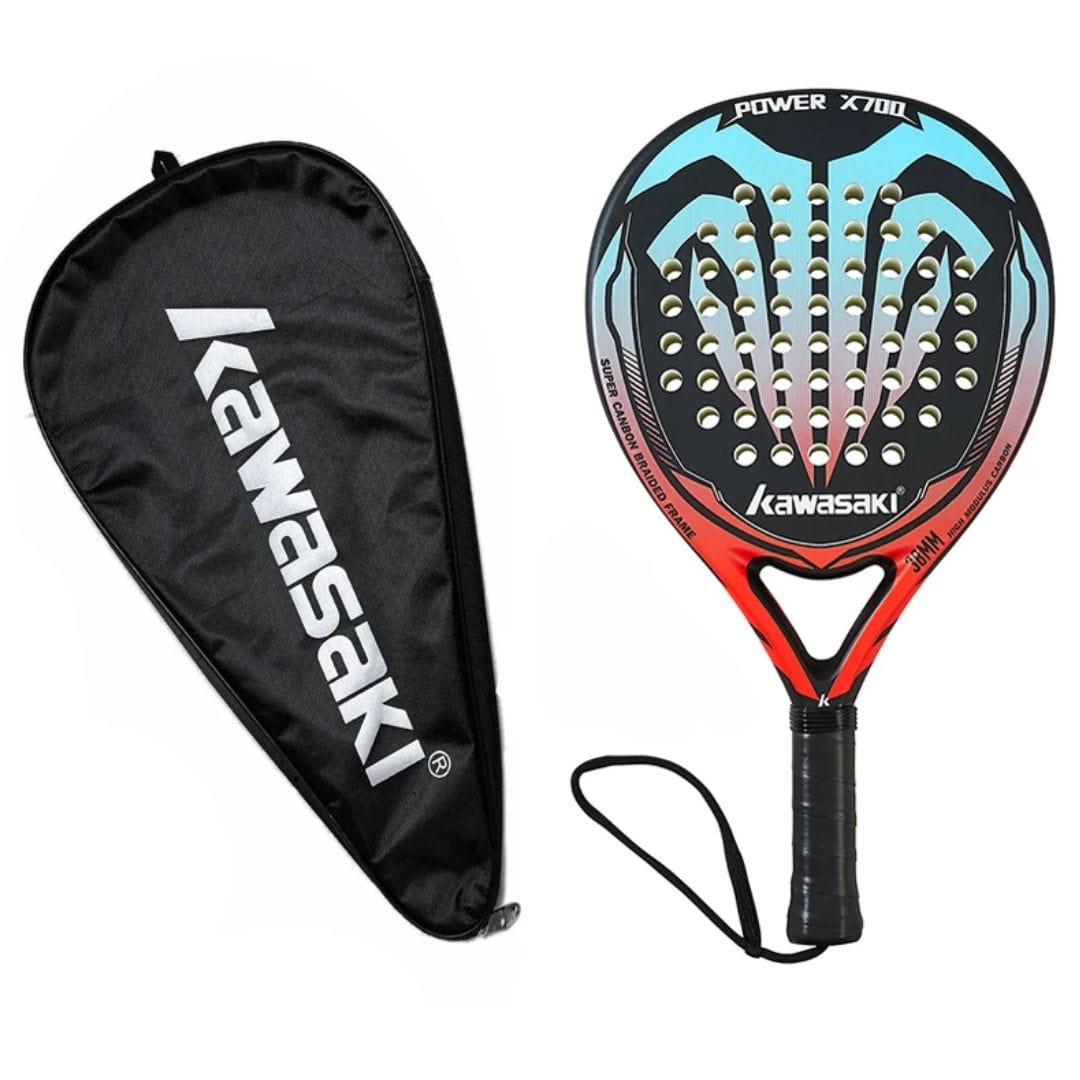 outdoor equipment : Padelracket Kawasaki 3K Carbon 365g - EVA-Schuim inclusief Hoes 4 Varianten in Power X700 Rood van Pantino