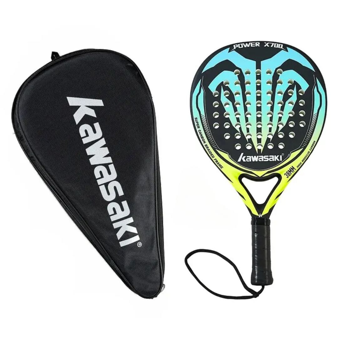 outdoor equipment : Padelracket Kawasaki 3K Carbon 365g - EVA-Schuim inclusief Hoes 4 Varianten in Power X700Blauw van Pantino