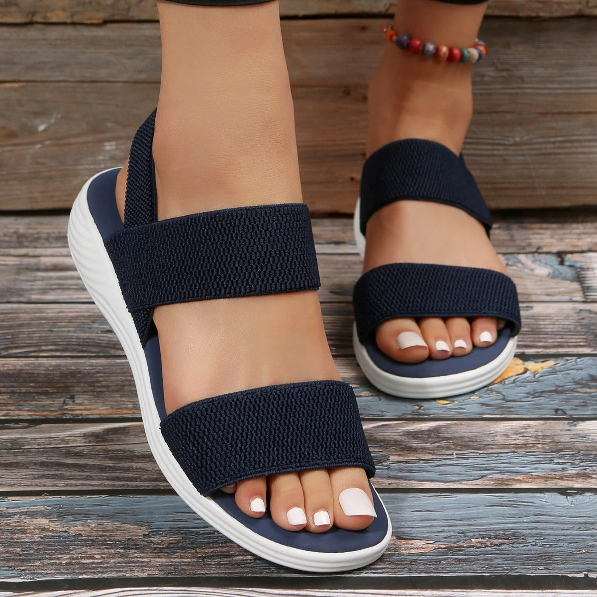 Espadrille Sandals : Sandalen Dames Rood - Handgemaakte Espadrille in Marineblauw van Pantino