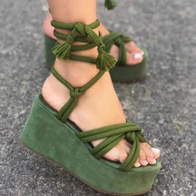 Sandals : Dames Sandalen Zwart Leer - Vintage Retro Stijl - Comfortabel & Elegant in Groen van Pantino