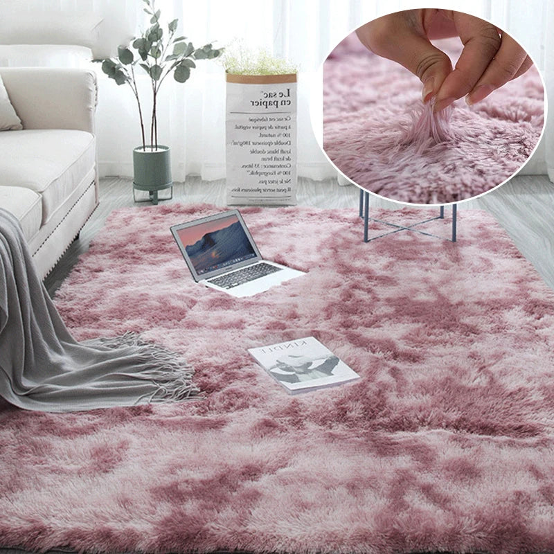 home & garden : Pluizig Vloerkleed Grijs - Zachte Woonkamer Slaapkamer Tapijt - Polyester in Roze tie-dye 160x230 cm van Pantino