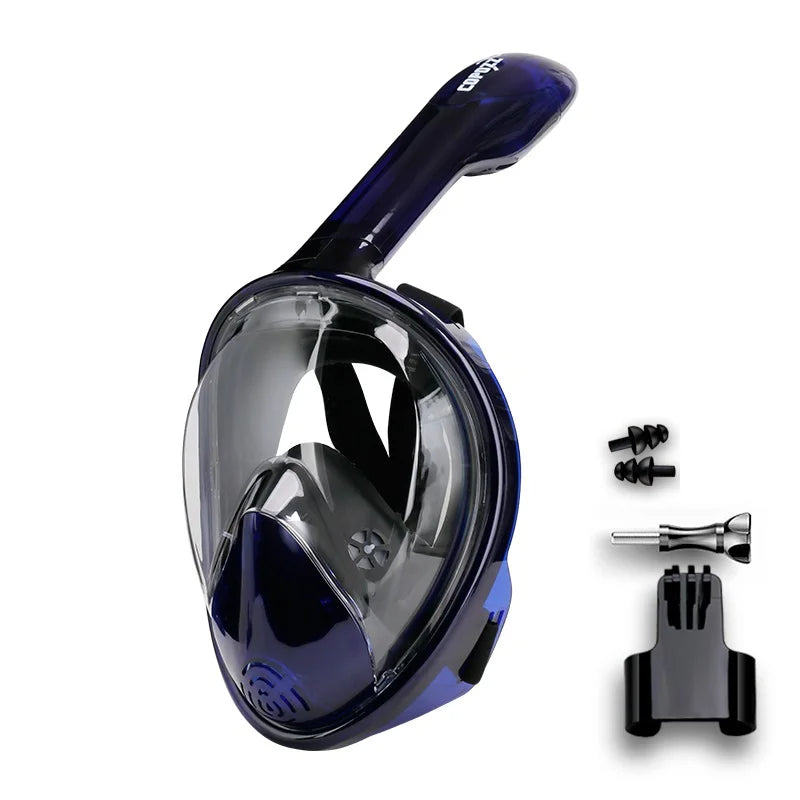 outdoor equipment : Duikmasker voor volwassenen - Siliconen panoramisch duikmasker voor onderwater avonturen in Donker blauw van Pantino