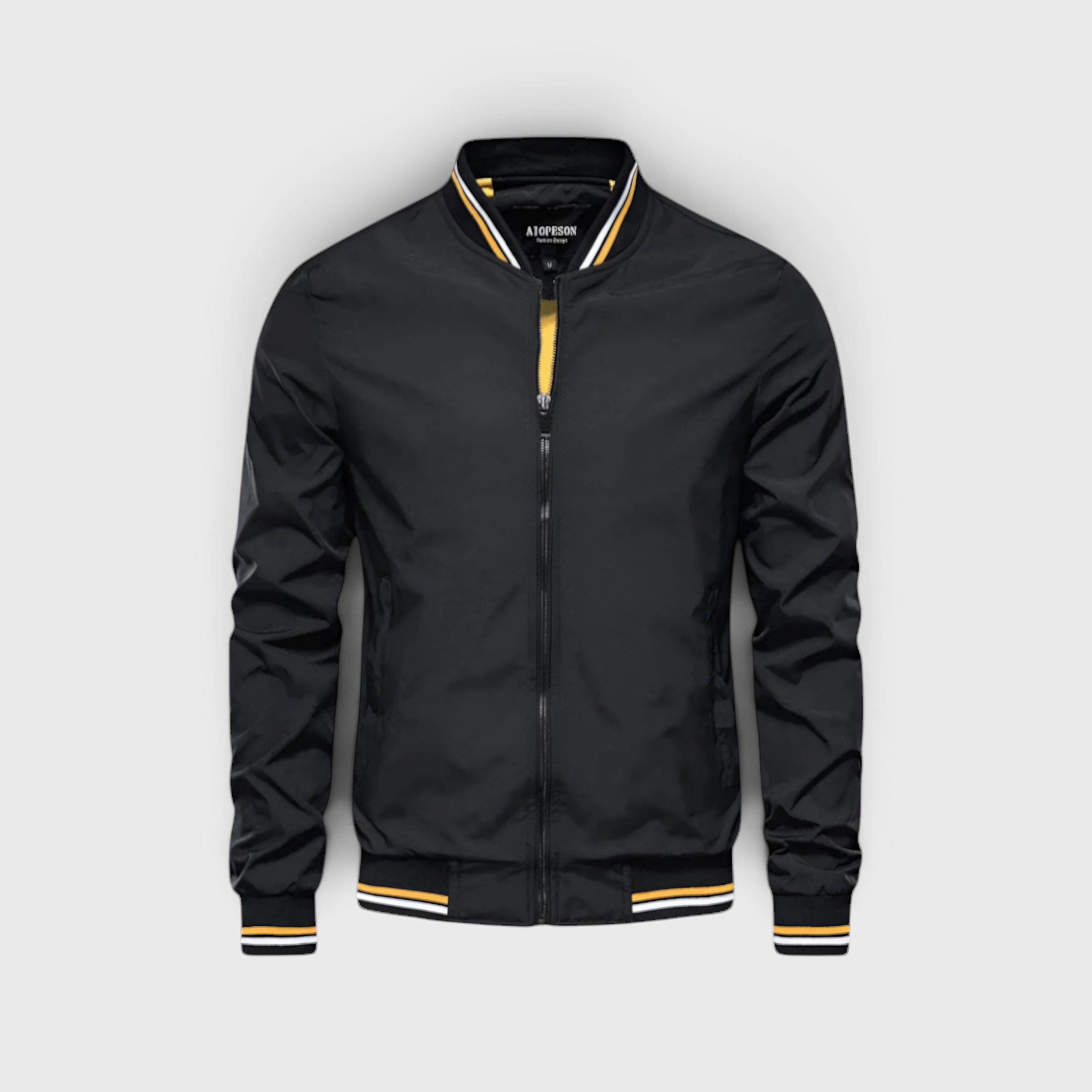 AS - Mens - Bomber Jacket : Heren Bomberjack - Casual, Waterafstotend met Opstaande Kraag in Zwart van Loranza