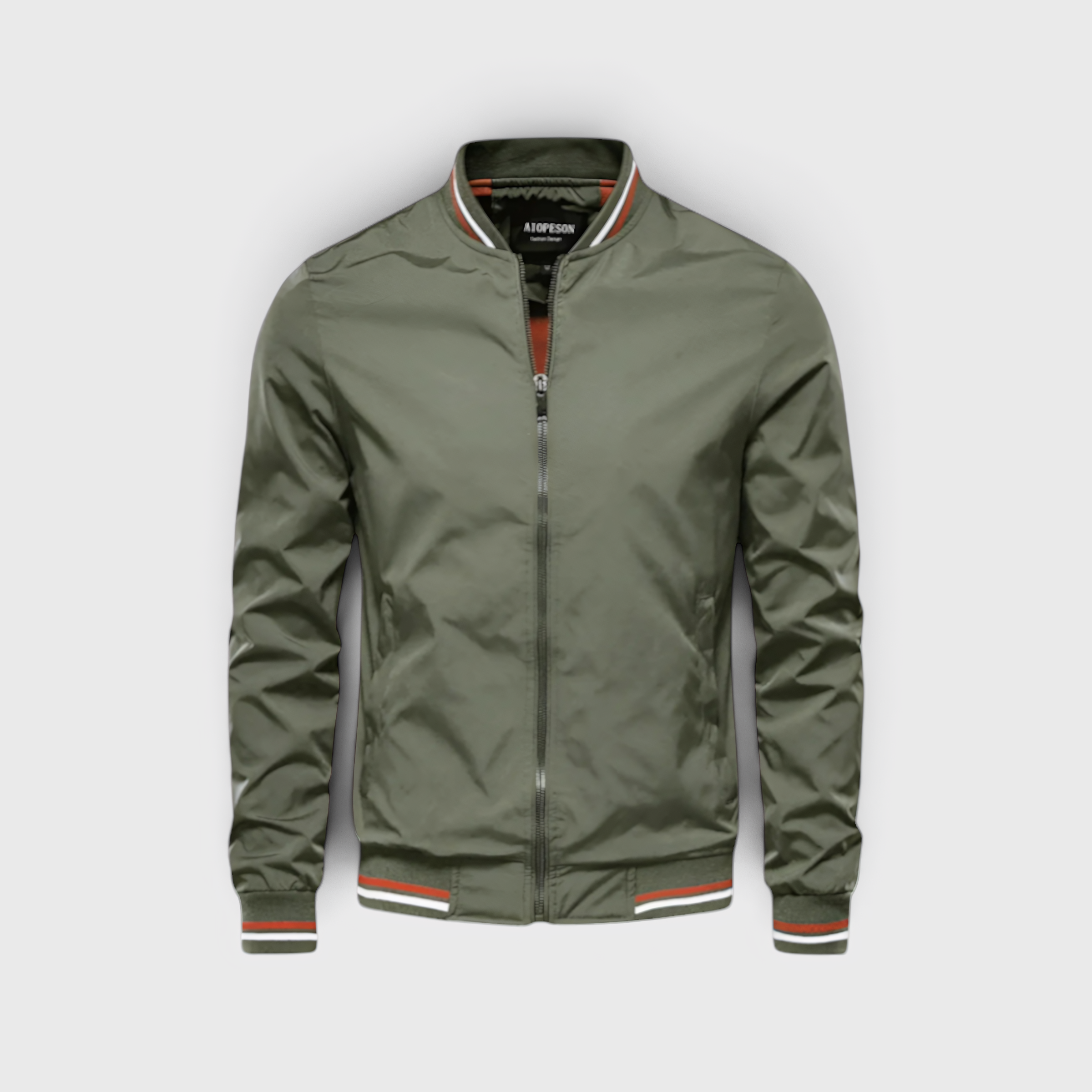 AS - Mens - Bomber Jacket : Heren Bomberjack - Casual, Waterafstotend met Opstaande Kraag in Groen van Loranza