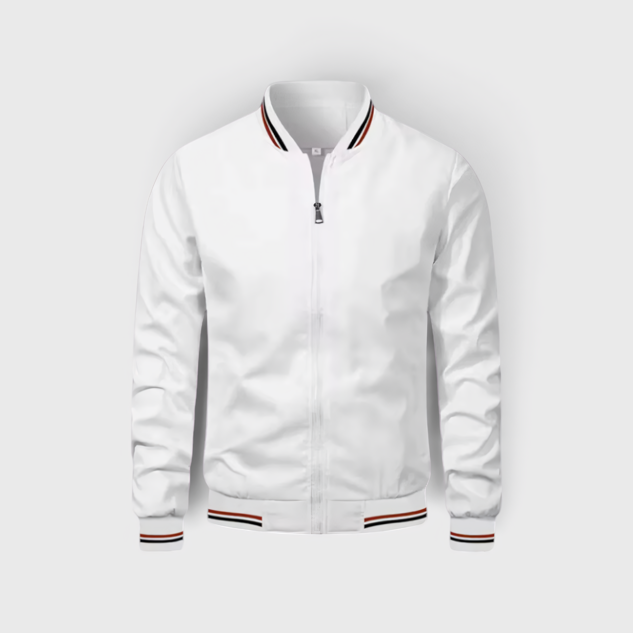 AS - Mens - Bomber Jacket : Heren Bomberjack - Casual, Waterafstotend met Opstaande Kraag in Wit van Loranza