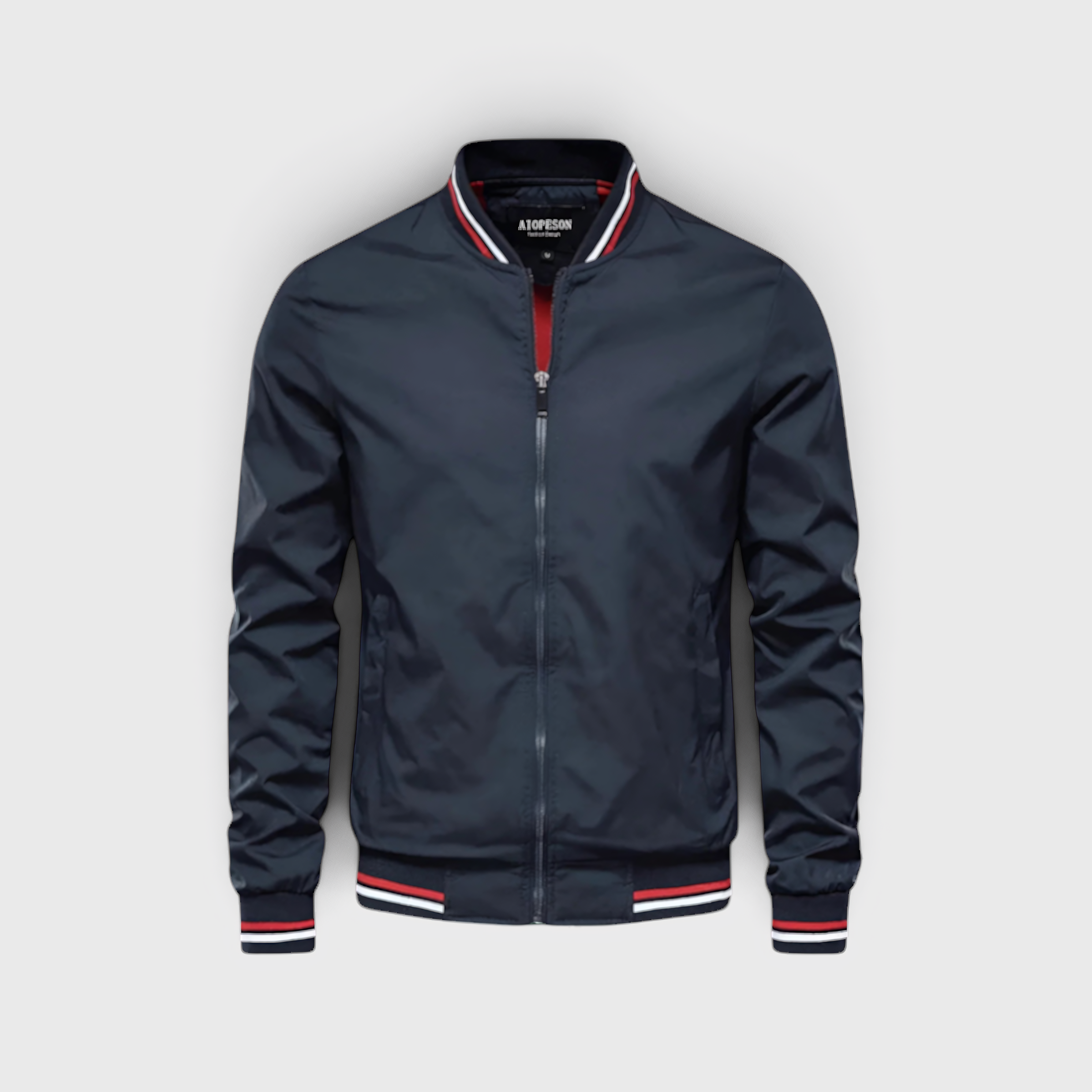 AS - Mens - Bomber Jacket : Heren Bomberjack - Casual, Waterafstotend met Opstaande Kraag in Marineblauw van Loranza