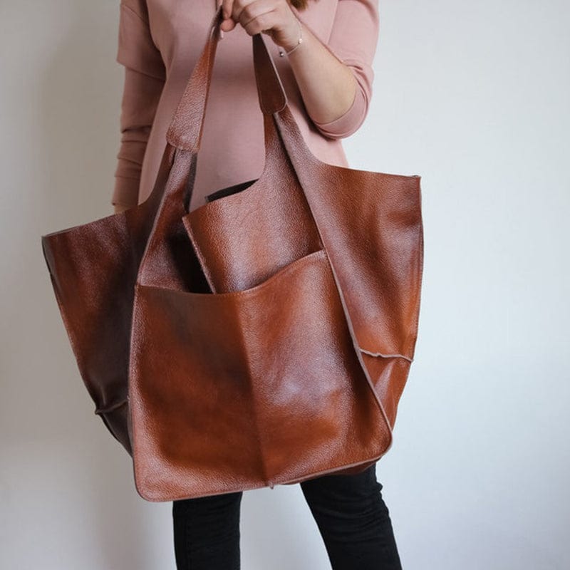 bags : Vintage Bag - Toegankelijke en Toch Elegante Tas - Geel in Bruin van Pantino