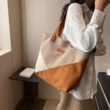 bags : Vintage Draagtas met Kleurblokken Dames - Khaki in Khaki van Pantino