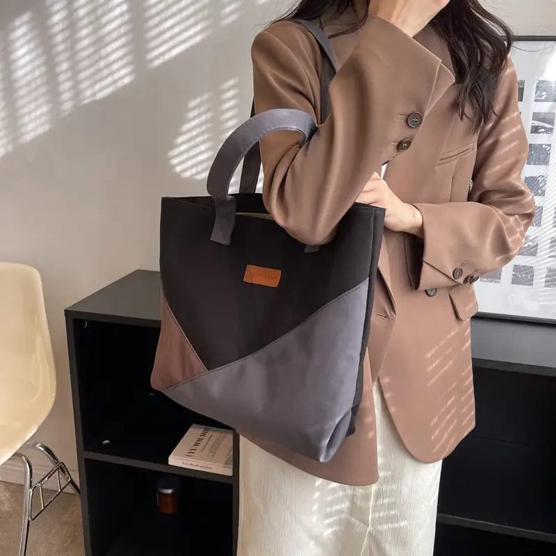 bags : Vintage Draagtas met Kleurblokken Dames - Khaki in Zwart van Pantino