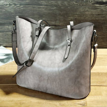 bags : Schoudertas Dames Bruin - Vintage Lederen - Nelly in Litchgrijs van Pantino
