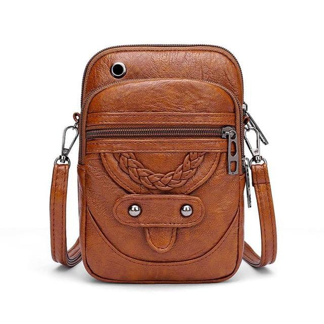 bags : Schoudertas Dames Bruin - Vintage Leren - Jaida in Bruin van Pantino