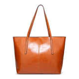 Sac fourre-tout marron - Cuir ciré vintage