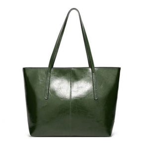 bags : Tote Bag Bruin - Vintage Oil Wax Leather in Groen 45x12.5x30 CM van Pantino