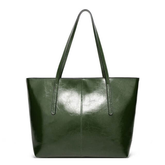 bags : Tote Bag Bruin - Vintage Oil Wax Leather in Groen 45x12.5x30 CM van Pantino