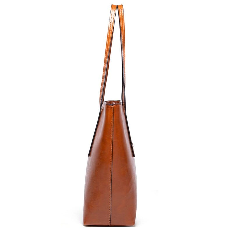 bags : Tote Bag Bruin - Vintage Oil Wax Leather in van Pantino