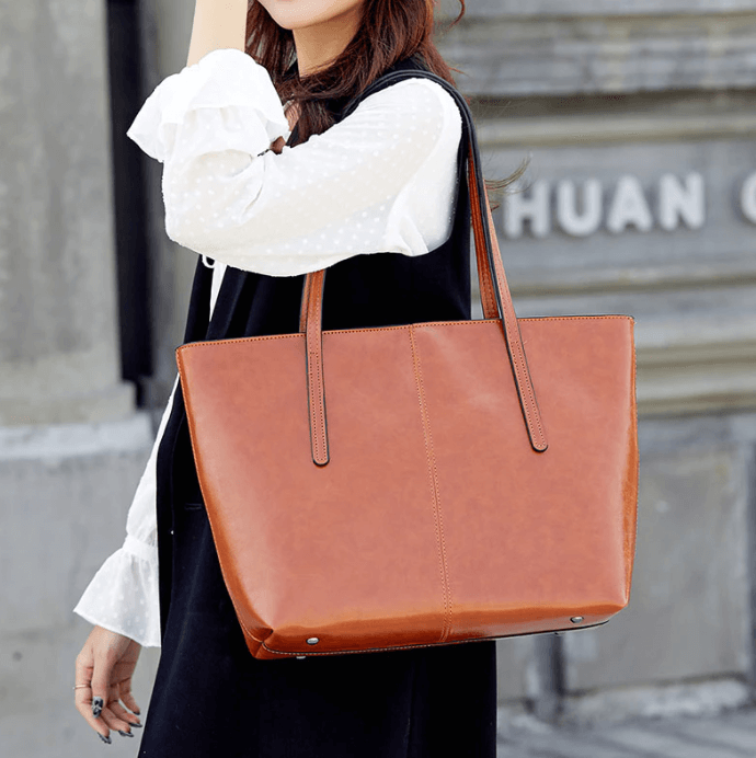 bags : Tote Bag Bruin - Vintage Oil Wax Leather in van Pantino