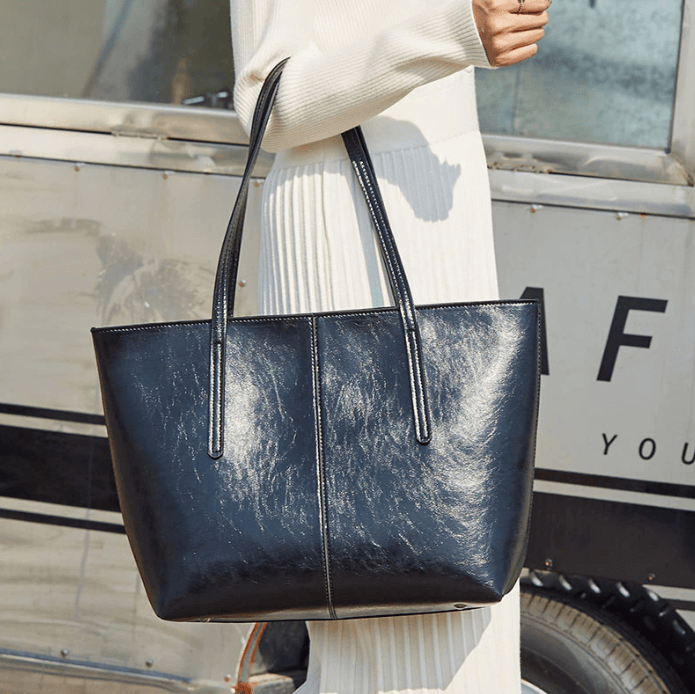 bags : Tote Bag Bruin - Vintage Oil Wax Leather in van Pantino