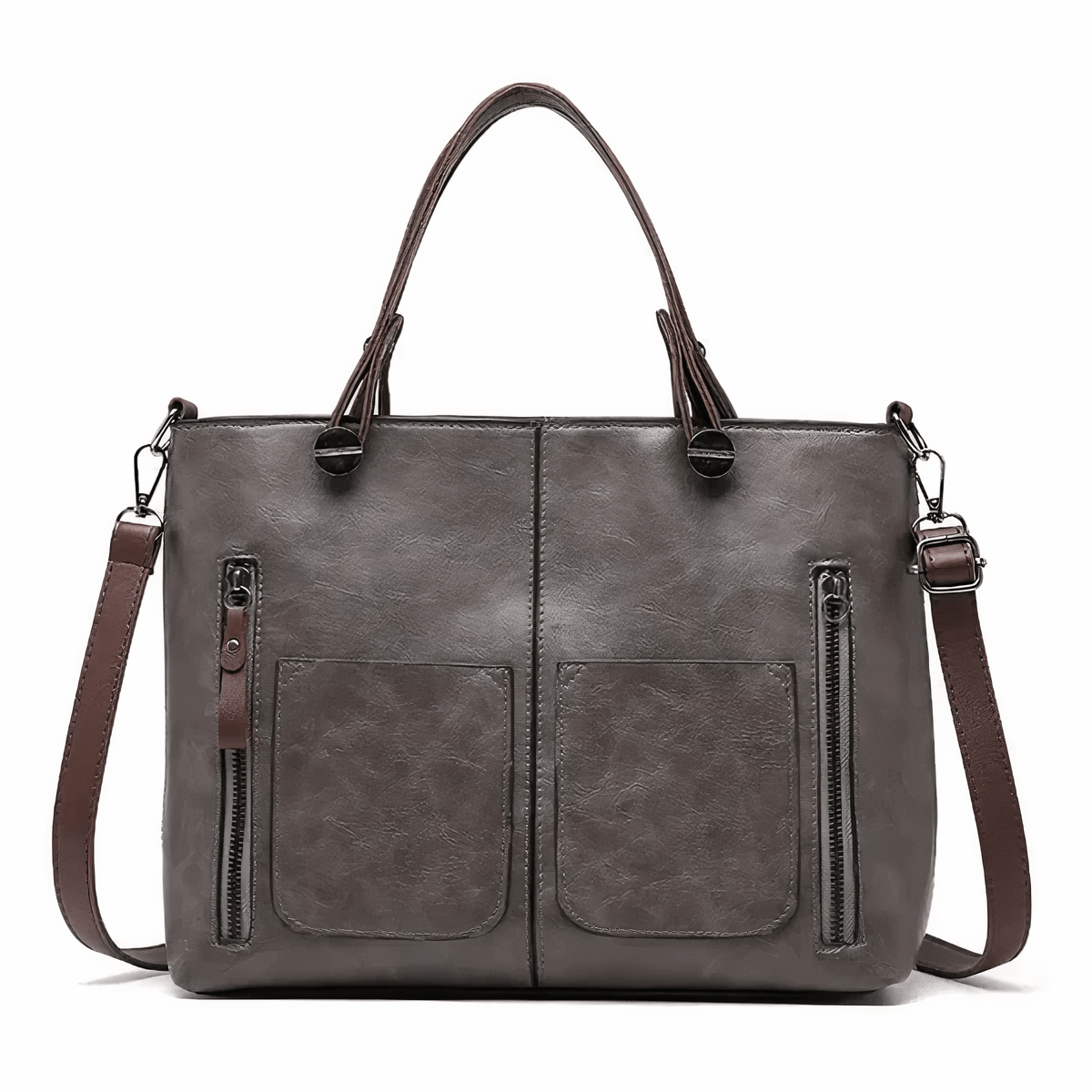 bags : Vintage Schoudertas Dames - Rosalie Leer - Bruin in Grijs van Pantino