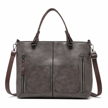 bags : Vintage Schoudertas Dames - Rosalie Leer - Bruin in Grijs van Pantino