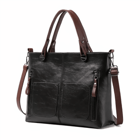 bags : Vintage Schoudertas Dames - Rosalie Leer - Bruin in van Pantino