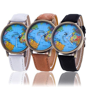 watches : Vintage Traveler's Leather Watch - Zwart in van Pantino