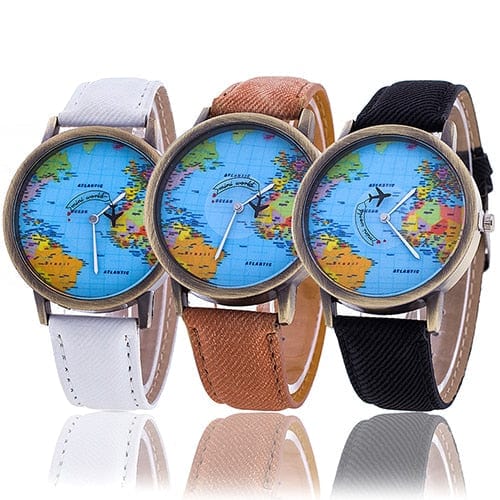 watches : Vintage Traveler's Leather Watch - Zwart in van Pantino