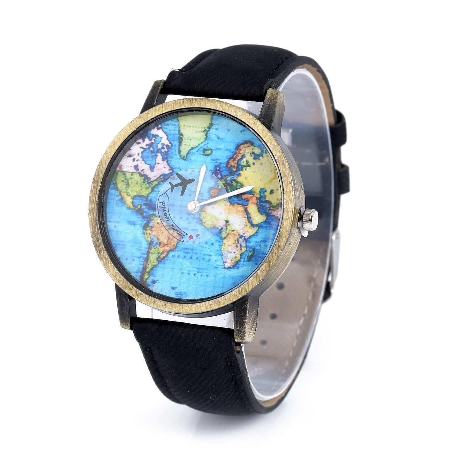watches : Vintage Traveler's Leather Watch - Zwart in van Pantino