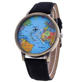 watches : Vintage Traveler's Leather Watch - Zwart in Zwart van Pantino