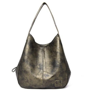 bags : Vegan Handtas Dames - Duurzaam Stijlvol Design - Vegan Leer in Goud 28x12x30cm van Pantino