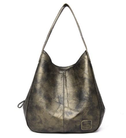 bags : Vegan Handtas Dames - Duurzaam Stijlvol Design - Vegan Leer in Goud 28x12x30cm van Pantino