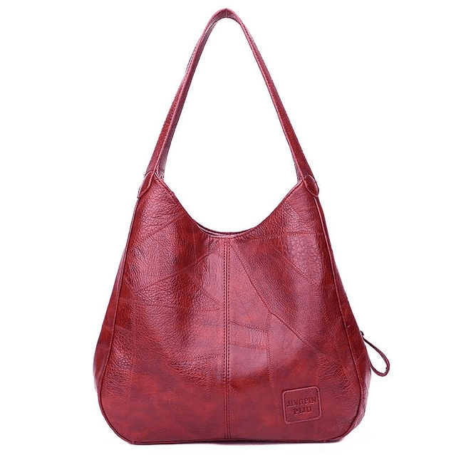bags : Vegan Handtas Dames - Duurzaam Stijlvol Design - Vegan Leer in Wijnrood 28x12x30cm van Pantino