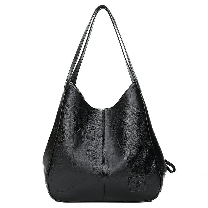 bags : Vegan Handtas Dames - Duurzaam Stijlvol Design - Vegan Leer in Zwart 28x12x30cm van Pantino