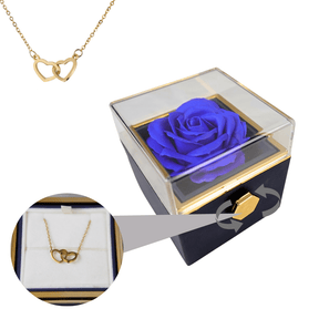 Necklace : Ketting Goud - Elegante Eeuwige Roos met in Koningsblauw Goud van Pantino