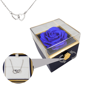 Necklace : Ketting Goud - Elegante Eeuwige Roos met in Koningsblauw Zilver van Pantino