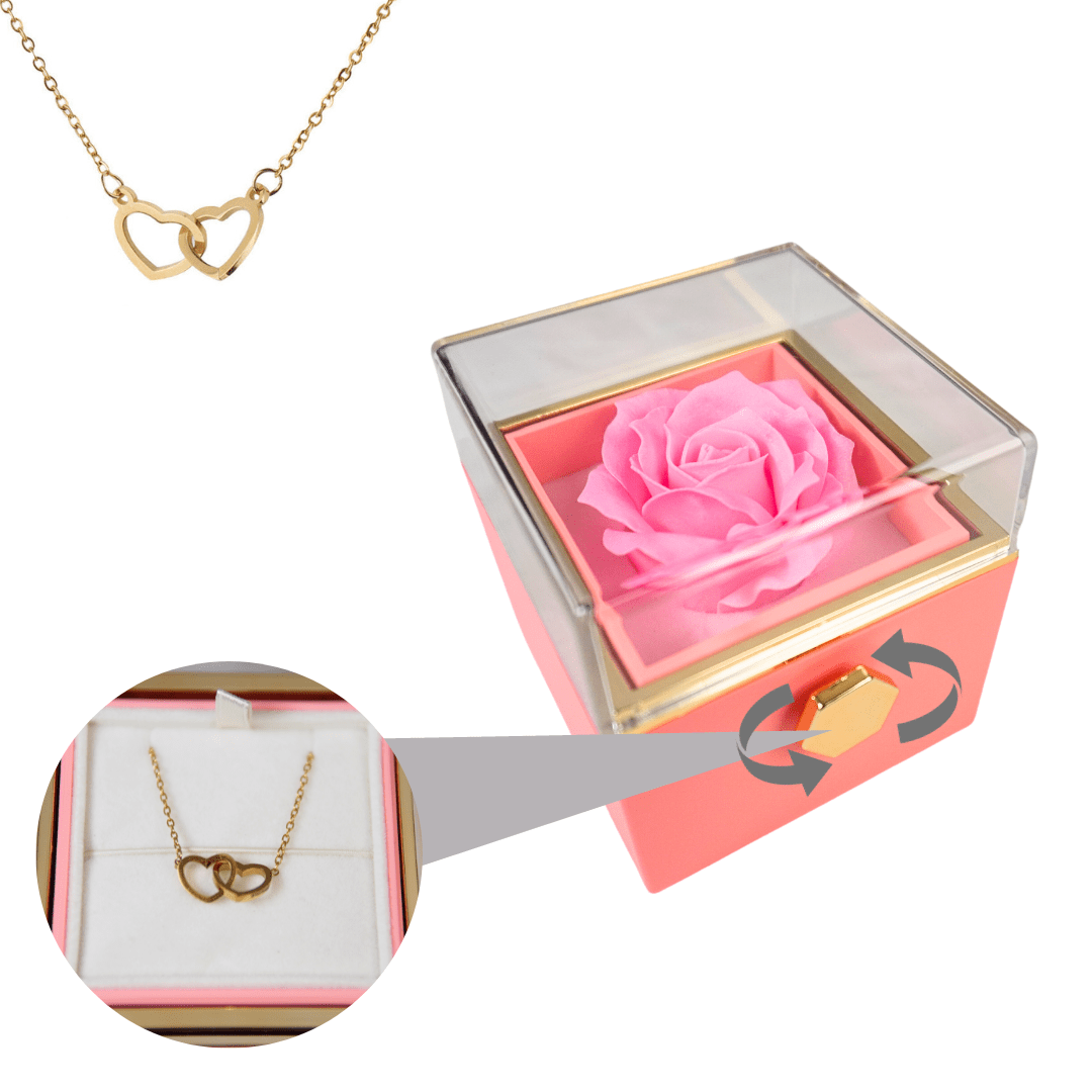 Necklace : Ketting Goud - Elegante Eeuwige Roos met in Roze Goud van Pantino