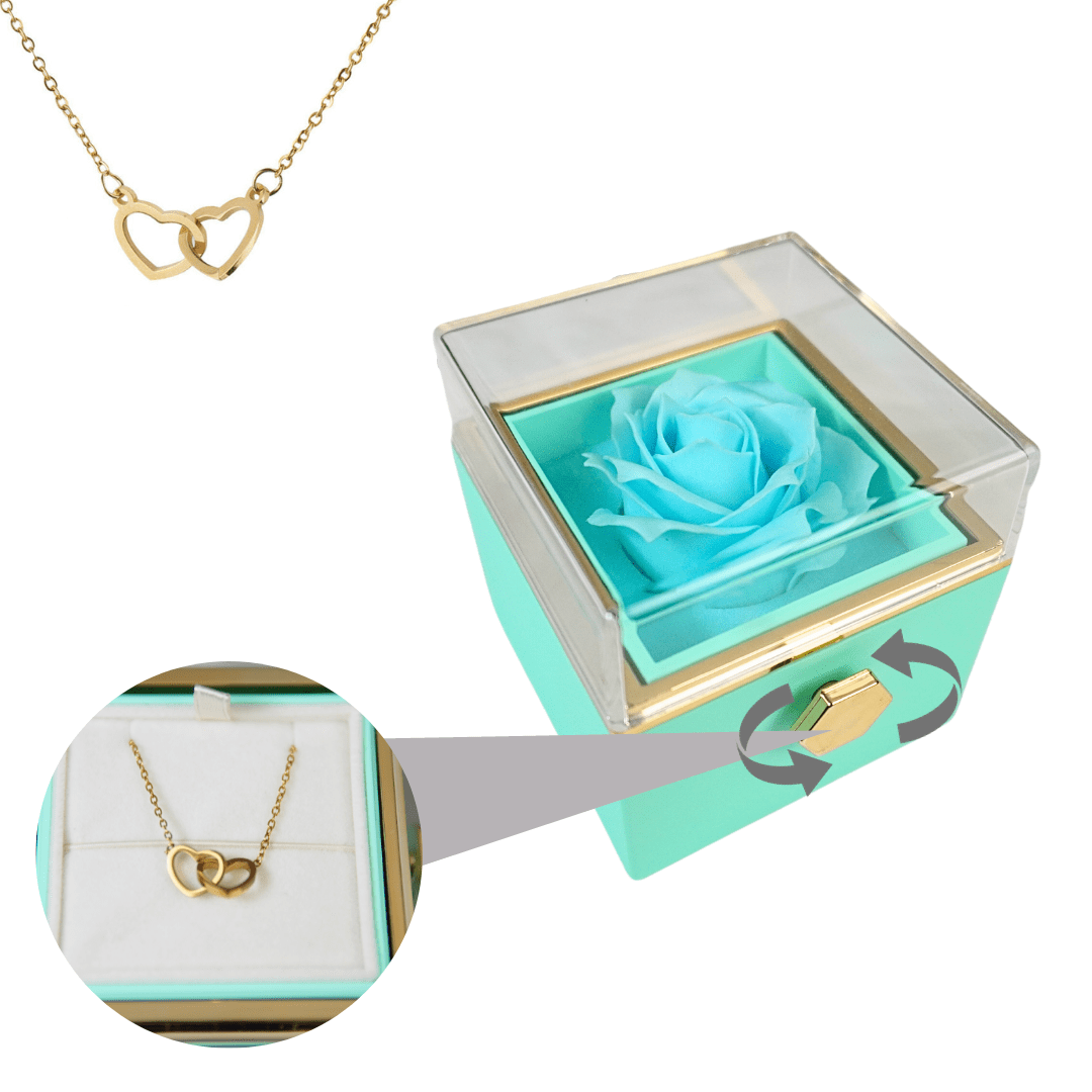 Necklace : Ketting Goud - Elegante Eeuwige Roos met in Turqoise Goud van Pantino