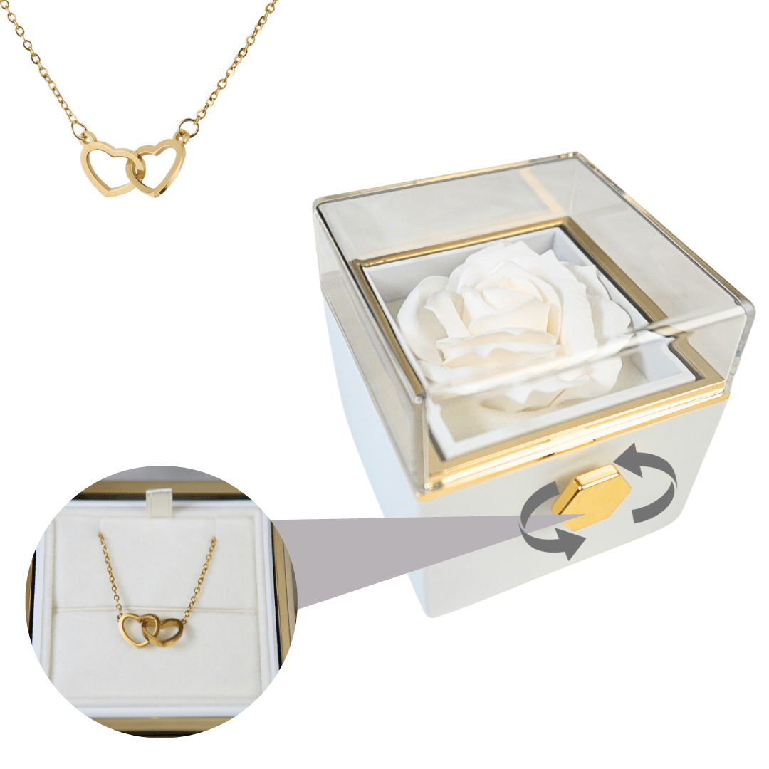Necklace : Ketting Goud - Elegante Eeuwige Roos met in Wit Goud van Pantino