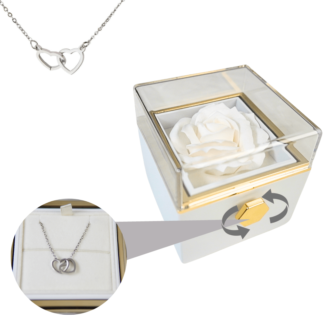 Necklace : Ketting Goud - Elegante Eeuwige Roos met in Wit Zilver van Pantino