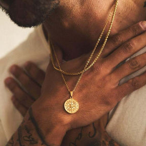 Necklace : Heren Ketting - Vnox Zilverkleurige RVS Halsketting voor Mannen, Gelaagd & Duurzaam in Gold van Pantino